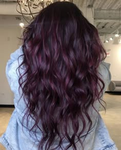 Balayage Plum Hair, Hair Color Ideas Burgundy Highlights, Plum Hair With Red Highlights, Wine Hair Color Burgundy Purple, Burgundy Hair Brunettes, Purple Plum Hair Color, Black Plum Hair Color Deep Purple, Dark Purple Brunette Hair, Dark Purple Maroon Hair