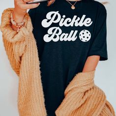 Pickle ball Retro Bella Graphic Tee - Limeberry Designs Order Confirmation Email, Medium Length, Solid Black, Bright Pink, Pickles, Just In Case, Comfort Fit, Loose Fitting, Graphic Tees