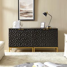 a living room scene with focus on the sideboard