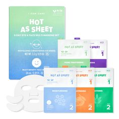 Free Shipping at $35. Shop Hot As Sheet 5-Day Eye & Face Multi-Masking Set I Dew Care Korean Mint, Sheet Face Masks, I Dew Care, Multi Masking, Pore Tightening, Face Peel, Unique Masks, Face Sheet Mask, Makeup Bag Organization