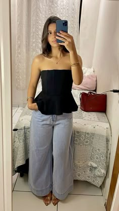 Linen Style Fashion, Flare Legging, Looks Party, Wide Jeans, Aesthetic Outfits