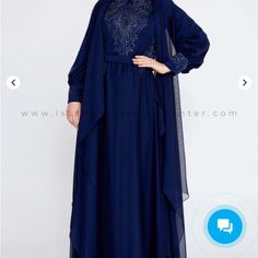 Brand New With Tags Turkish Gown Turkish Size 44 Never Worn Elegant Fitted Blue Abaya, Elegant Blue Long Sleeve Abaya, Elegant Long Sleeve Blue Abaya, Blue Floor-length Maxi Dress For Banquets, Blue Long Sleeve Abaya For Party, Blue Floor-length Maxi Dress For Banquet, Royal Blue Long Sleeve Gown For Banquet, Formal Blue Floor-length Abaya, Blue Fitted Floor-length Abaya