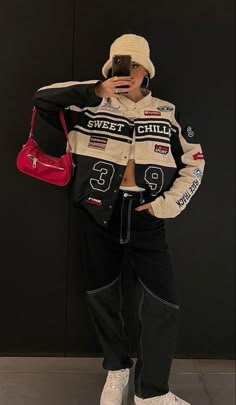 Motomami Style, Racer Jacket Outfit Women, Motorcycle Racing Jacket, Jacket Outfit Women, Cotton Craft, Racer Jacket, Racing Jacket, Tomboy Style Outfits, Streetwear Fashion Women