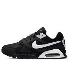 Nike Air Max IVO 'Black White' 580518-011 (SNKR/Men's/Light/Low Top/Non-Slip) Classic Breathable Sneakers For Streetwear, Classic High-top Breathable Running Shoes, Modern Nike Air Max For Sports, Black Low-top Nike Air Max With Synthetic Material, Black Low-top Synthetic Nike Air Max, Classic Low-top Breathable Sneakers, Classic Breathable Sneakers For Jogging, Classic Black Lace-up Running Shoes, Black Nike Air Max With Cushioning