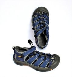 Blue Breathable Open Toe Sandals, Blue Sports Sandals With Rubber Sole, Blue Breathable Slip-on Sandals, Blue Breathable Sports Sandals, Blue Breathable Sandals For Sports, Blue Breathable Synthetic Sandals, Blue Non-slip Sport Sandals With Round Toe, Blue Round Toe Sandals For Outdoor Activities, Blue Non-slip Sandals For Outdoor Activities