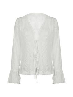 ⚡️Free Shipping 2022 Tie Front Pleated Long Sleeve Blouse White S under $23.00 in Shirts at AnotherChill.com Online. Style: Casual/Street/Y2K/Sweet/Sexy/Vacation. Fabric Content: Polyester, Spandex. Fit Type: Slim fit. Neckline: V Neck. Sleeve Length: Long Sleeve. : Difficult to choose what to wear during the festival seasons? Get these long tops made from pleated chiffon fabric, features open front with tie strap detailing, with lace-up split flare cuffs design. We're obsessed.. ✓2022 SUMMER OU Cuffs Design, Street Y2k, Flare Long Sleeve, Tie Crop Top, Pleated Chiffon, Outdoor Fashion, Pump Dress, Blouse White, Crop Blouse