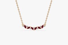 "Natural Ruby Necklace in 14k Gold / Marquise Ruby & Diamond Necklace / Alternating Ruby and Diamond Gemstone Necklace / July Birthstone Gift Ferkos Fine jewelry Features ✔Made to Order ✔Gold Kt: 14K (also available in 18K) ✔Available Gold Color: Rose Gold, Yellow Gold, White Gold ✔ Ruby Marquise: 6 pcs 3x1.5 MM ✔Round Diamond: 7 pcs 1.3 MM ✔Number of Stones: 13 ✔Ruby CTW: 0.30 ctw ✔Diamond CTW: 0.07 ctw ✔Ready to Ship in 7-10 Business Days If you have any additional questions about this pro Round Diamond Necklace, Ruby Diamond Necklace, Push Present, Round Diamond Ring, Ruby Necklace, Ruby Jewelry, July Birthstone, Natural Ruby, Necklace Sizes