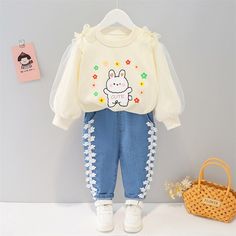 Description Spring / Autumn Baby/Toddler Rabbit Cartoon 2 Pcs Clothes Set - Long Sleeves T+ Pants Perfect for kids who love Bunnies Gender: Girls Perfect as birthday gifts Material: Cotton Collar: O-neck Age range: 6 months to 4 years old Age T-Shirt Length Pants Length 6 months 34 cm | 13.38 in 45 cm | 17.71 in 9 Months 35 cm | 13.7 in 46 cm | 18.1 in 12 mth 36 cm | 14.1 in 48 cm | 18.89 in 18 mth 38 cm | 14.96 in 51 cm | 20.07 in 24 Months 39 cm | 15.3 in 52 cm | 20.4 in 3 years 40 cm | 15.74 Childrens Clothes Girls, Shirt Pant Set, Rabbit Cartoon, Fashionable Baby Clothes, Clothes Set, Modern Outfits, Kids Sweater, Pant Shirt, Suit Fashion