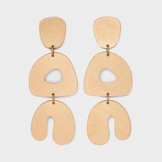 Channel your inner trendsetter with these Abstract Geometric Post Drop Earrings from Universal Thread™. These gold-tone earrings consist of a linear row of flattened, abstract geometric-shaped charms, creating subtle movement with a 2.56-inch drop length. Set on post hardware with a butterfly-clutch back for secure wear, the dangle earrings are made from nickel-free metal to suit most skin types. Universal Thread™: Found exclusively at Target. Jewelry Template, Handmade Leather Jewelry, Diy Earrings Polymer Clay, Earrings Ideas, Butterfly Clutch, Earrings Polymer, Polymer Clay Jewelry Diy, Earrings Diy, Clay Earring