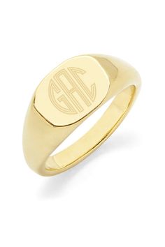 Please note that all sales are final. The Brook & York Custom Monogram Modern Signet Ring is feminine and meaningful. The signet ring can be worn on its own or with any other rings for a stacking effect. This monogram ring is the perfect custom gift for a bridesmaids, birthday for her, anniversary or a gift for yourself. Important Customization Information: A brook & york representative will reach out via email to confirm desired customization after purchase. Production time of your piece does n Monogram Ring, Versatile Jewelry, Monogram Jewelry, Gold Signet Ring, Stylish Rings, Trendy Ring, Modern Ring, Personalized Monogram, Custom Monogram