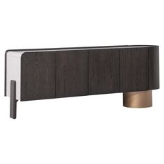 the sideboard is made out of wood and metal