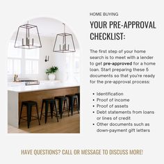 an advertisement for a home buying checklist