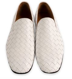 Pelle "Veneta" Woven Leather Loafer White Exquisite Hand Woven slip-on Loafer from Pelle in Super Soft Leather features soft Calfskin lining, a clean welt, and a full Leather Sole! Elegant Slip-on Moccasins With Woven Sole, White Almond Toe Slip-ons For Business, Elegant Slip-ons With Woven Sole And Round Toe, White Flat Heel Leather Shoes For Business, Elegant Slip-on Loafers With Woven Sole, Elegant White Leather Slip-ons, White Leather Shoes With Flat Heel For Business, Classic White Almond Toe Slip-ons, Classic White Slip-ons With Flat Heel