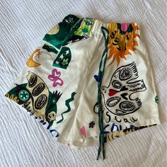 Brand New, Never Worn Rotimia Shorts. Fit Like Size Small, But Longer Inseam. Printed Shorts For Beach Season, Printed Shorts For Summer Day Out, Summer Printed Short Bottoms, Multicolor Bottoms For Summer Day Out, Summer Printed Shorts, Green Beachwear Shorts For Day Out, Summer Printed Relaxed Bottoms, Summer Printed Relaxed Fit Bottoms, Summer Beach Pants Short Length