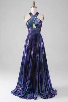 Classic Match: Whether you are dressing for a wedding party, prom,evening party or other formal party, this sophisticated long maxi prom dress will be your lovely partner.  Fabric: Polyester, highlighting feminine morbidezza and grace  Tips: Recommended hand wash seperately in cold water, dry clean is also available. Purple And Silver Gown, Color Shifting Dress, Galaxy Inspired Dress, Galaxy Bridesmaid Dress, Space Themed Prom Dress, Semi-formal Dress, Northern Lights Dress, Whimsical Dress Formal, Feyre Night Court Outfit