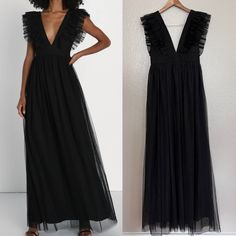 Wanted To Love This But My Post Baby Body Is Not Ready For It Black Ruffle Maxi Dress For Date Night, Black Ruffled Maxi Dress For Date Night, Black Ruffled Maxi Dress For Wedding, Black Maxi Dress For Summer Wedding, Lulus Maxi Dress, Sage Green Dress, Empire Waist Maxi Dress, Max Dress, Backless Maxi Dress