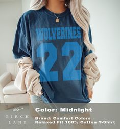 Show your love for your favorite school, team or person with this adorable custom number tshirt!! This cozy tee features your custom number (and optional name) on the front of a modern font on a comfortable fit, Comfort Colors brand crewneck tshirt that fits like a well-loved favorite.  -->> Want this design on a hoodie sweatshirt?? Snag it here: https://onbirchlane.etsy.com/listing/1725001260 --> Get this design on a crewneck sweatshirt, here: https://onbirchlane.etsy.com/listing/1733044931 --> Affordable Sporty Custom Print T-shirt, Cheap Team Spirit Graphic T-shirt, Sports Team Tshirts, Cheap Crew Neck T-shirt With Team Name, Blue T-shirt With Team Name For School Spirit, Blue School Spirit T-shirt With Team Name, Blue School Spirit T-shirt With Text Print, Varsity Blue T-shirt With Text Print, Blue Varsity T-shirt With Text Print