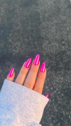 Pink Chrome Nails, Hot Pink Nails, Pink Chrome, Summery Nails, Pearl Nails, Nagel Inspo, Pink Nail, Prom Nails, Design Tattoo