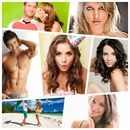 a collage of photos with different women and men