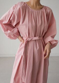 Pink O-neck Wrinkled Cotton Holiday Dress Spring Cotton Dresses Summer, Neck Wrinkles, Dress Stand, Leisure Fashion, Cotton Shirt Dress, Cream Yellow, Maxi Shirt Dress, Comfortable Room, Dress Spring