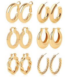 PRICES MAY VARY. MULTIPLE EARRINGS SET: 6/8 Pairs earrings come in a set. These small huggie earrings are classic in shape, simple but trendy, never go out of style. You can match it with other piercing earrings. It can also be worn in the second or third hole as cartilage earrings. HIGH QUALITY: 14K real Gold plated Brass small huggie hoop earrings. Hypoallergenic, nickel, and lead-free, no rust and fading. Flexible clasp, easy to open and close. If the clasp is not tight enough after daily use Multiple Earrings, Earring Pins, Mens Earrings Hoop, Piercing Earrings, Earrings Hypoallergenic, Christmas Gifts For Girls, Hoop Earring Sets, Earrings Small, Huggie Earrings