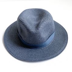 Nwot Ships Same Day! Note: This Item Is Brand New If You’re Not A Seller Sellers Pay Fees $.30 On The Dollar In Taxes Plus Shipping Materials And Of Course The Item Trendy Adjustable Blue Fedora, Blue Chic Straw Hat For Summer, Chic Blue Straw Hat For Summer, Chic Blue Straw Hat For The Beach, Navy Brimmed Casual Sun Hat, Casual Blue Straw Hat With Flat Brim, Casual Adjustable Blue Fedora, Navy Flat Brim Hat For Summer, Casual Navy Brimmed Sun Hat