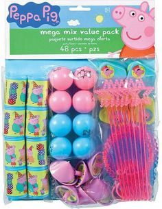 peppa pig mega mix value pack with pink, blue and green items in package