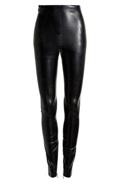 These latex leggings have zippers along the inside of the hems that further the edgy vibe of this curve-sculpting look. Exclusive retailer Pull-on style 100% latex Dry clean Imported Goth Clothing, Latex Leggings, House Of Cb, Fabric Gift Bags, Nordstrom Store, Fabric Gifts, Free Fabric, Black Fits, High Waist