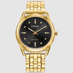 Watch Is Perfect!!! No Box Or Manual Or Warranty Citizen Fe72092-50e Black Dial Gold Stainless Steel Bracelet Womens Watch Product Description Citizen’s Ladies’ Dress Classic Watches Deliver Timeless Styling That Effortlessly Takes You From Day To Night. Featuring A Bold Black 36mm Dial And Gold-Tone Bracelet, This Watch Strikes The Perfect Balance Between Bold And Traditional. This Contemporary Watch Also Features A Three-Hand Dial, Luminous Hands And A Fold Over Clasp With Push Button For Easy Classic Evening Watch With Bracelet Strap, Classic Black Jewelry With Rectangular Dial, Elegant Black Watch With Metal Dial, Elegant Black Watches With Subdials, Black Watches With Metal Dial For Anniversary, Elegant Gold Watch With Analog Display, Elegant Gold Watches With Analog Display, Elegant Formal Jewelry And Watches With Analog Display, Elegant Gold Analog Display Watches