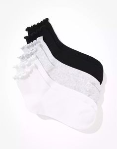 AE Ruffle Trim Boyfriend Sock 3-Pack American Eagle Socks, Boyfriend Socks, Frilly Socks, Ruffled Socks, Jewelry Hair Accessories, Dresses Wedding Guest, Sock Packs, Carters Baby Boys, Jewelry Hair