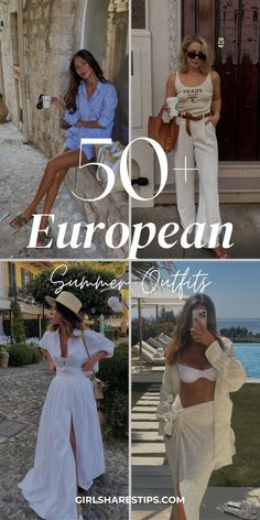 European Summer Beach Outfit, Island Wear Women Summer Outfits, Italian Women Outfits Summer, Chic Summer Travel Outfits, Mediterranean Outfits Women, European Summer Outfits Vacation, Outfits For Capri Italy, Summer In London Aesthetic Outfits, Outfits For European Vacation