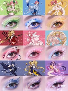 Eye Makeup Cute, Eye Makeup Creative, Makeup Creative, Anime Eye Makeup, Mekap Mata, Hairstyles Color, Makeup Cute, Anime Makeup, Cute Eye Makeup