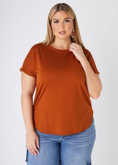 Our French terry tee features a relaxed, box fit and casually cuffed sleeves. Fall Relaxed Fit T-shirt With Shirttail Hem, Versatile Relaxed Fit T-shirt For Fall, Versatile Oversized T-shirt, Versatile Tops With Rolled Sleeves And Shirttail Hem, Oversized Top With Rolled Sleeves For Everyday, Fall T-shirt With Shirttail Hem For Everyday, Versatile Solid T-shirt For Fall, Versatile Solid Color T-shirt For Fall, Fall Everyday T-shirt With Shirttail Hem