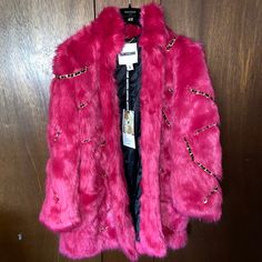 Brand New Designer Pink Winter Blazer, Luxury Pink Winter Blazer, Luxury Spring Outerwear With Faux Fur Lining, Designer Winter Party Outerwear, Luxury Pink Outerwear For Winter, Luxury Pink Outerwear For Fall, Luxury Pink Winter Outerwear, Boutique Moschino, 2024 Fashion