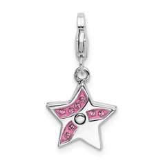 Sterling Silver Amore La Vita Rhodium-plated Pink Swarovski Star CharmSterling, at over 92% silver, is quite pure. Perhaps this metals most remarkable attribute is the way it ages. Silver patinas so beautifully that designers often exaggerate the quality, incorporating recesses protected from the natural polishing of everyday wear and even pre-oxidizing the surface.Designed with YOU in mind: Using our years of experience providing the top quality jewelry through our stores in Northern Florida, w Sterling Silver Star-shaped Jewelry, Silver Star Charm Jewelry For Anniversary, Silver Star Of David Charm Jewelry, Silver Jewelry With Star Charm For Anniversary, Sparkling Silver Star-shaped Jewelry, Sparkling Silver Star Jewelry, Star-shaped White Gold Jewelry Gift, Dazzling Star-shaped Sparkling Jewelry, Dazzling Sparkling Star Jewelry