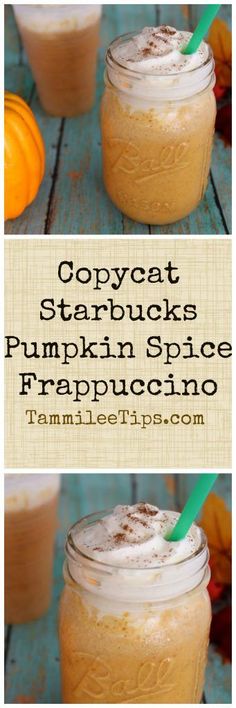 pumpkin spice frappuccino in a mason jar