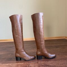 -Designer = Gianvito Rossi -Size=8.5m(38.5). Trunk 55 - Msrp = $1695 -Color= Brown. -8style= Knee Hi Combat Riding Boots -Heel Height =2.25” Inches. -Height= Measured At Top Tip Of Boots To Bottom Tip Of Heel=56.5cm. -Circumference = Measured At Topmost Part Of Shoes Starting From One One All Around To Same Point = 40.3cm. -Circumference Measured Around Mid Shin Area Starting From One Point All Around To Same Point =36cm. -Genuine And Authentic Or Your Money 4back. - Made In Italy . Trunk 55 Fitted Cognac Leather Boots, Fitted Brown Knee-high Boots With Leather Sole, Cognac Boots With Stacked Heel And Medium Width, Brown Calf Leather Knee-high Boots With Almond Toe, Classic Brown Knee-high Boots With Almond Toe, Brown Leather Snip Toe Knee-high Boots, Cognac Boots With Stacked Heel And Almond Toe, Classic Cognac Calf Leather Heeled Boots, Cognac Almond Toe Boots With Stacked Heel