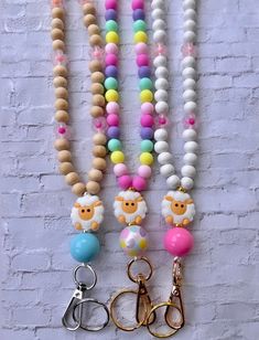 These sheep lanyards are great to wear in the Spring! The pastels will add some color to any work wardrobe. Perfect for teachers, student teachers, coworkers, bosses, or as a stocking stuffer! -Follow me on Instagram @chanslans Woodstock Ga, Work Wardrobe, Silicone Beads, Badge Holders Lanyard, Stocking Stuffer, Wood Beads, Lanyard, Stocking Stuffers, Sheep