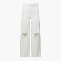 Nwt Weworewhat Wide Leg Distressed Jeans White White Ripped Relaxed Fit Bottoms, Wide Leg Distressed Jeans, Kick Flare Jeans, Jeans Ripped, Kick Flares, Striped Jeans, Jeans White, Cargo Jeans, Washed Jeans