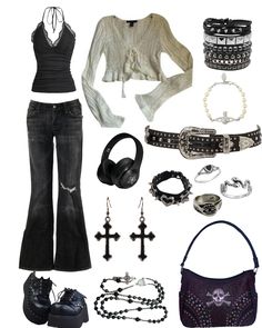 by me 00s Grunge Outfits, Vkei Outfits Female, Outfit With Choker, Grunge Fashion Style, Grunge Outfit Aesthetic, Trashy Outfits, Filmy Vintage, Venomous Snakes, Downtown Outfits