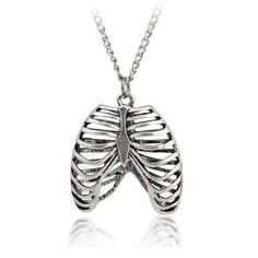 Silver Rib Cage Punk Gothic Necklace & Chain Skeleton Ribs Human Anatomy Medical | eBay Anatomical Skeleton, Skeleton Jewelry, Cage Necklace, Skeleton Heart, Punk Rock Jewelry, Caged Necklace, Bone Pendant, Heart Shaped Jewelry, Goth Jewelry