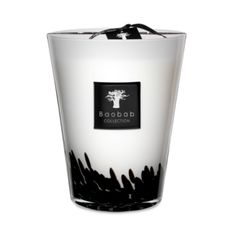 the baoba collection glass candle is black and white