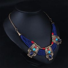 Bohemian Alloy Jewelry For Party, Bohemian Beaded Alloy Jewelry, Party Beaded Alloy Necklace, Bohemian Alloy Necklaces For Festivals, Festival Choker Necklace In Alloy, Festival Alloy Choker Necklace, Bohemian Alloy Necklace For Festival, Bohemian Metal Beaded Necklaces For Party, Bohemian Multi-strand Jewelry For Parties