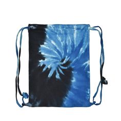 a blue and black tie - dyed bag on a white background