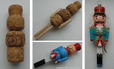 cork nutcrackers and other items are arranged in three different pictures, including one soldier