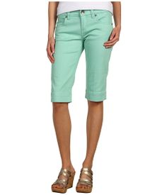 KUT from the Kloth Wide Hem Bermuda Short22 Green Cotton Knee-length Bottoms, Casual Green Knee-length Bottoms, Casual Cotton Capri Length Bottoms, Casual Cotton Short-length Capris, Casual Cotton Short Capris, Spring Short Pants With Hip Pockets, Casual Cotton Capris, Casual Short Length Cotton Capris, Green Bottoms With Hip Pockets For Spring