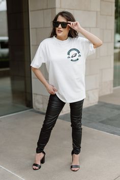 Gameday just got better with our Philadelphia Eagles oversized short sleeve crewneck tee. Crafted from super soft fabric, it's destined to become your new fan favorite! Gameday Couture, Oversized Crewneck, Tennessee Titans, Jacksonville Jaguars, Team Apparel, New Orleans Saints, Carolina Panthers, New York Jets, New York Giants