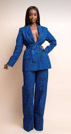 Here's a stylish African suit set made of 💯 African wax, suitable for work, meetings, weddings, birthdays and lots more events. There's zipper at the side of the pants and two side pockets. *Please include Your height to aid Us in predicting the suitable length for the pants 👖* LAUNDRY GUIDE -wash with a mild soap -do not bleach -do not machine wash Customisations are welcome to all outfits... Feel free to start an Etsy conversation for further enquiry...kind regards Formal Printed Long Sleeve Suits, Printed Long Sleeve Suits For Formal Occasions, Formal Long Sleeve Printed Suit, Elegant Matching Pant Set For Workwear, Elegant Workwear Pantsuit With Matching Set, Traditional Printed Formal Sets, Elegant Printed Formal Sets, Traditional Printed Sets For Formal Occasions, Blue Two-piece Set For Workwear