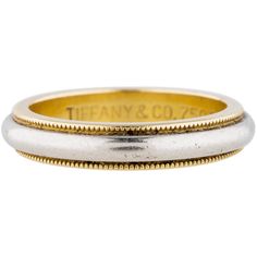 Pre-owned Tiffany & Co. Milgrain Wedding Ring ($595) ❤ liked on Polyvore featuring jewelry, rings, tiffany & co ring, tiffany & co jewelry, wedding band rings, 18k ring and 18 karat gold jewelry Tiffany Milgrain, Tiffany And Co Gold Ring, Tiffany Mens Wedding Band, Tiffany Wedding Band Tiffany & Co., Tiffany Hardwear Ball Ring, Tiffany Gold, Tiffany Co Rings, Wedding Band Rings, Milgrain Wedding Ring