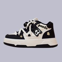 Kawaii Panda Chunky High Top Shoes - Women's - Bobo's House Panda Shoes, Funny Panda, Mid Top Shoes, Star Boots, Kawaii Panda, Expressive Fashion, Mid Top, Unisex Shoes, Chunky Platform